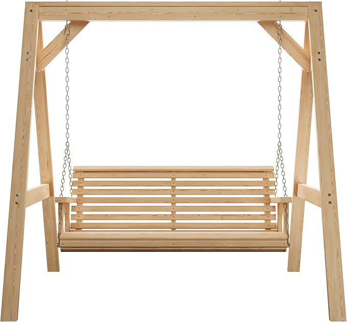 Amish Casual 4 Foot Roll Back Swing with A-Frame Stand in Dark Walnut - Freestanding Wood Porch S... | Amazon (US)