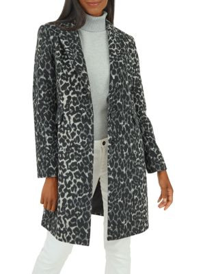 Kensie Leopard Print Single Breasted Coat on SALE | Saks OFF 5TH | Saks Fifth Avenue OFF 5TH