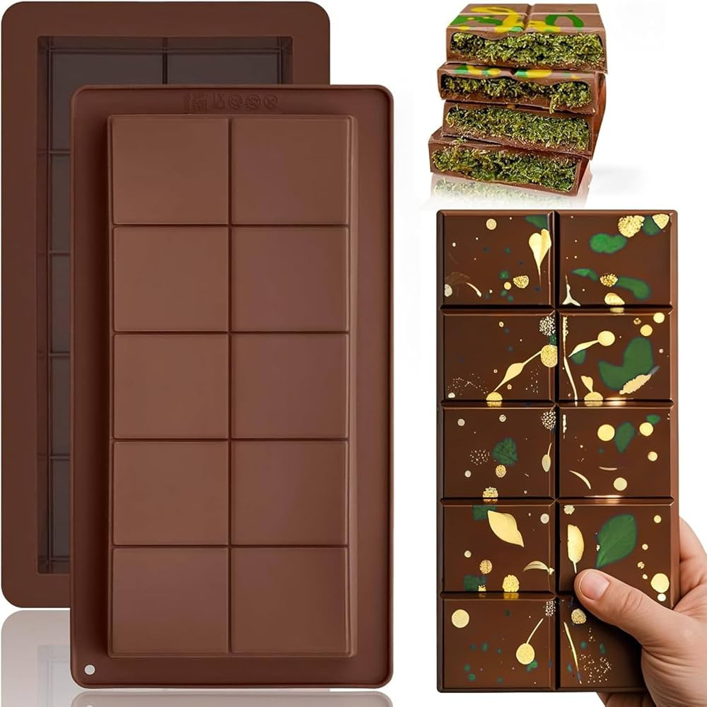 HKNMTT Chocolate Bar Molds Silicone, Large Stuffed Dubai Pistachio Deep Bar Moulds Kit 1 Inch Thi... | Amazon (US)