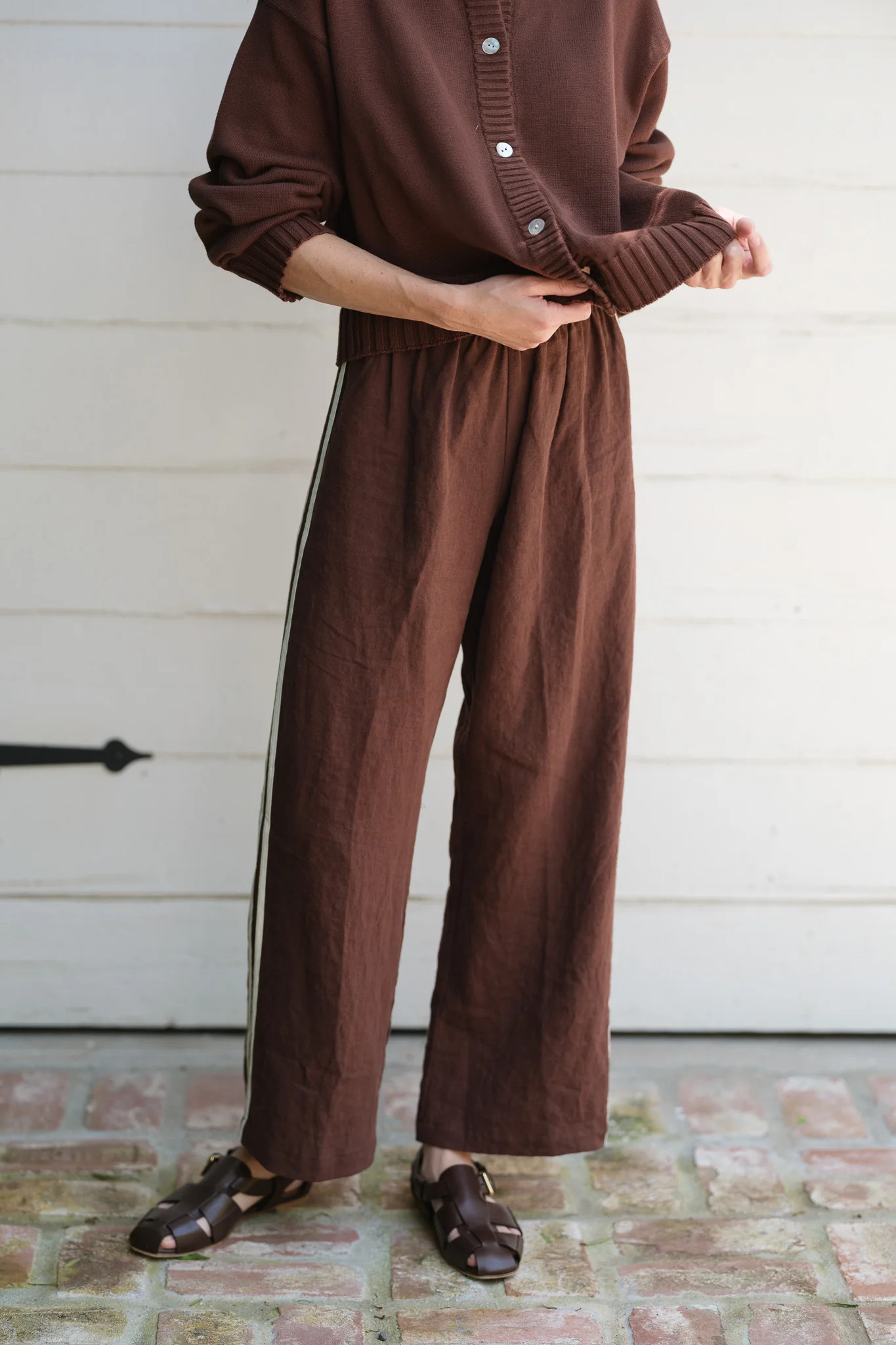 The Linen Crop Stripe Pant | DONNI.