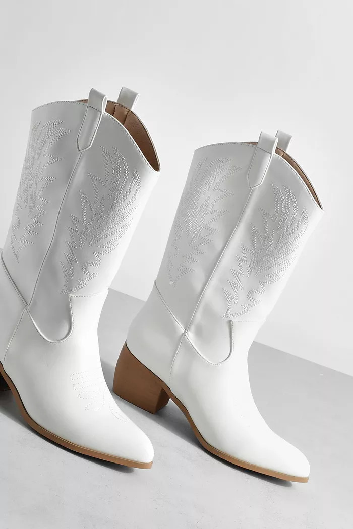Wide Fit Tab Detail Ankle Cowboy Western Boots | Boohoo.com (UK & IE)