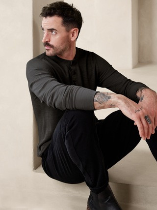 Double-Knit Henley T-Shirt | Banana Republic (US)