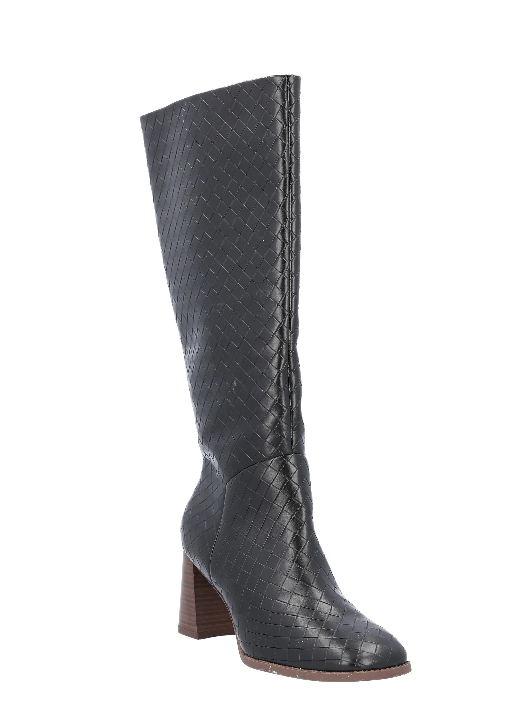 Free Assembly Women's Faux Leather Basketweave Texture Tall Boots, Sizes 6-11 | Walmart (US)