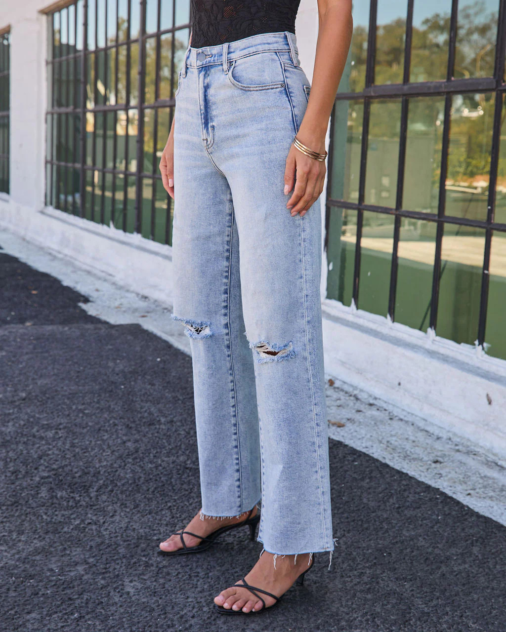 VICI Icon Distressed Super Stretch High Rise Straight Jeans | VICI