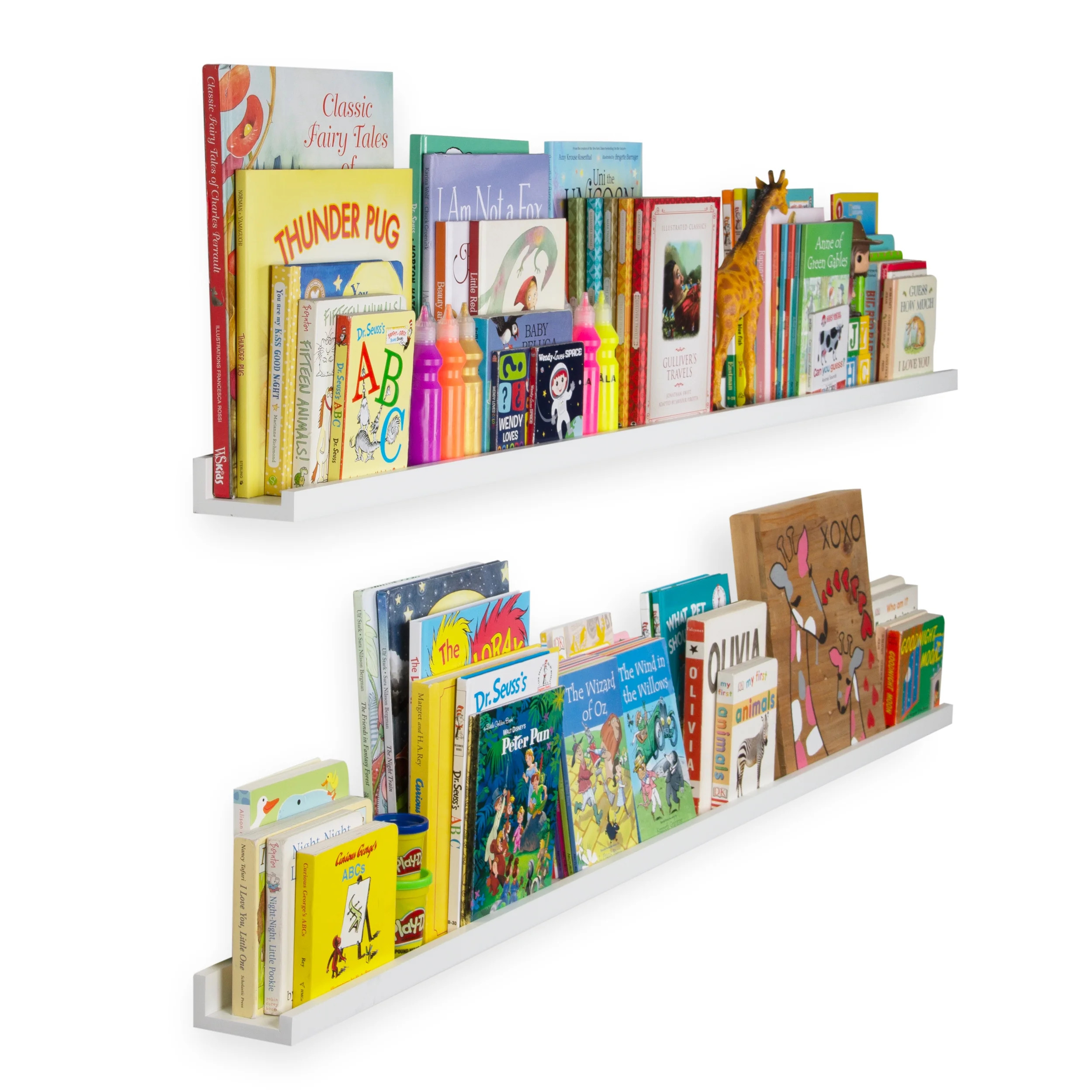 Wallniture Denver 60 Inch Set of 2 Floating Wall Shelf Long Picture Ledge Shelf - Nursery Hanging... | Walmart (US)