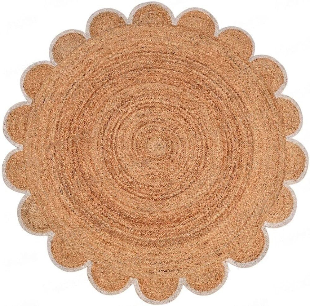 4x4, 5x5, 6x6,feet Natural Jute Scallop Round Rug, Floor Scalloped Edge Rug Braided Boho Eco Larg... | Amazon (US)
