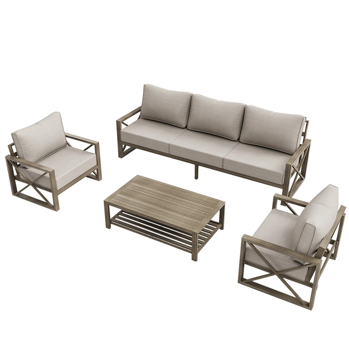 4 Pieces Modern Outdoor Furniture Patio Conversation Sets With Olefin Fabric | Wayfair North America