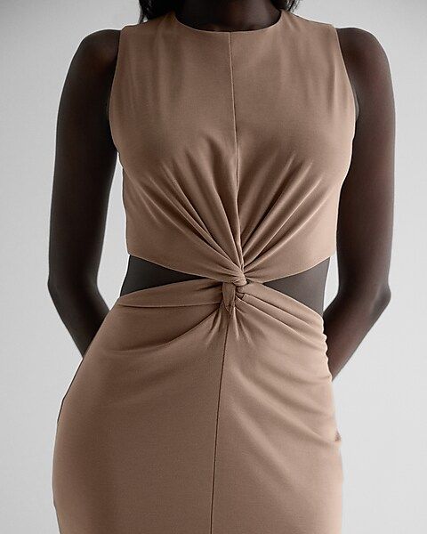 High Neck Twist Front Cutout Maxi Dress | Express