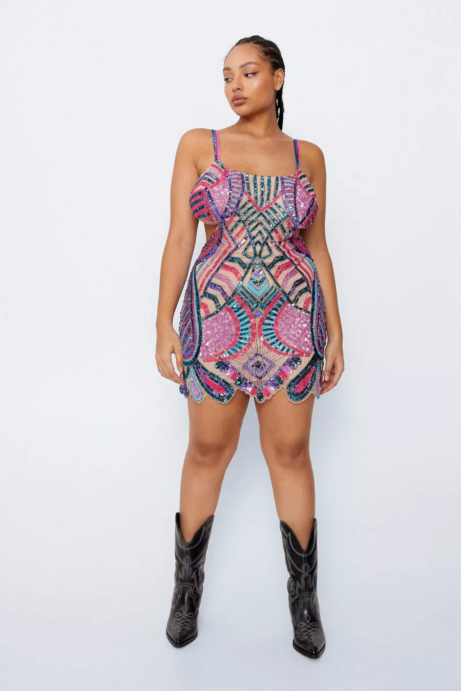 Plus Size Abstract Embellished Cut Out Mini Dress | Nasty Gal (US)