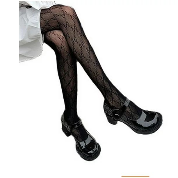 Womens Double G Letter Fishnet Stockings Tight Thin TrouserBlack Mesh Pants - Walmart.com | Walmart (US)