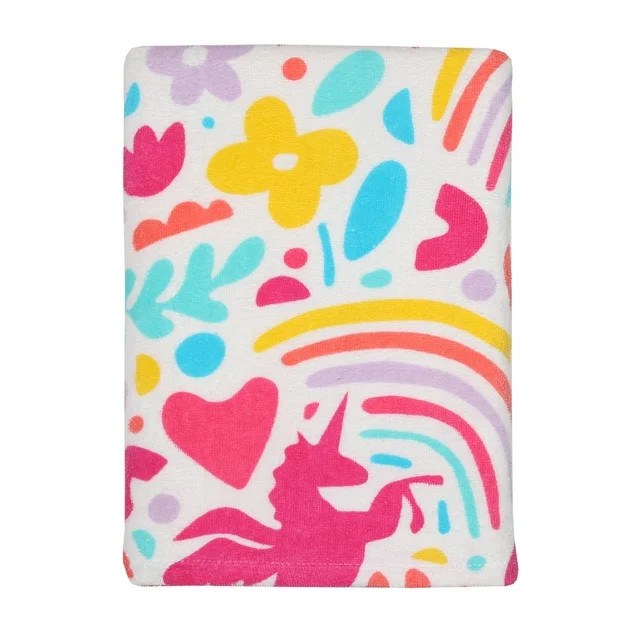 Mainstays Printed Beach Towel, 28x60, Pink Unicorn | Walmart (US)