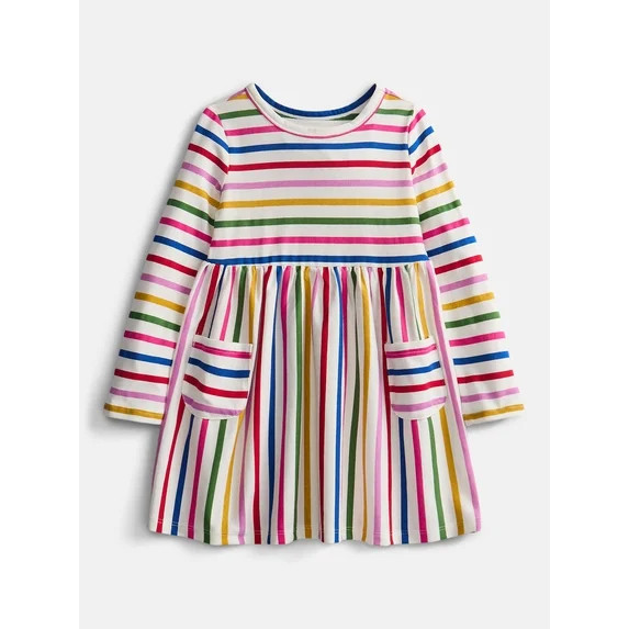 Wonder Nation Baby and Toddler Girls' Play Dress with Long Sleeves, Sizes 0M-5T | Walmart (US)