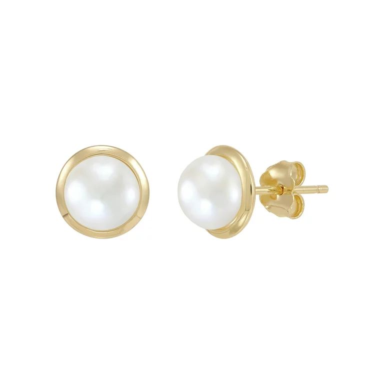 Essentials by Honora Women's Freshwater Pearl Earrings 14KT Gold Plated Sterling Silver | Walmart (US)