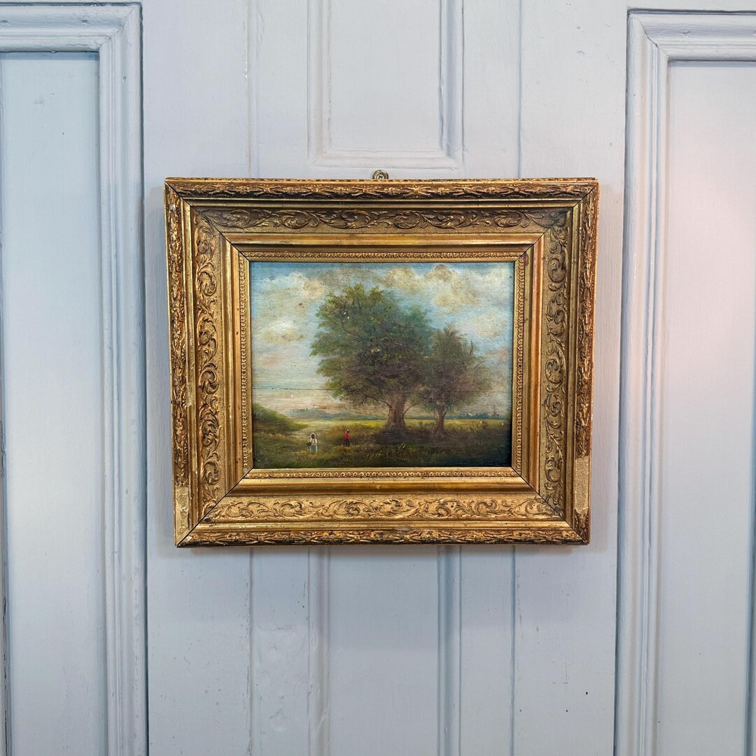 Antique Landscape Oil Painting Study of Rural Scene With Figures - Etsy | Etsy (US)