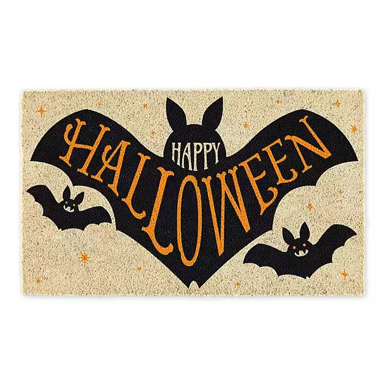 Black Bat Happy Halloween Coir Doormat | Kirkland's Home