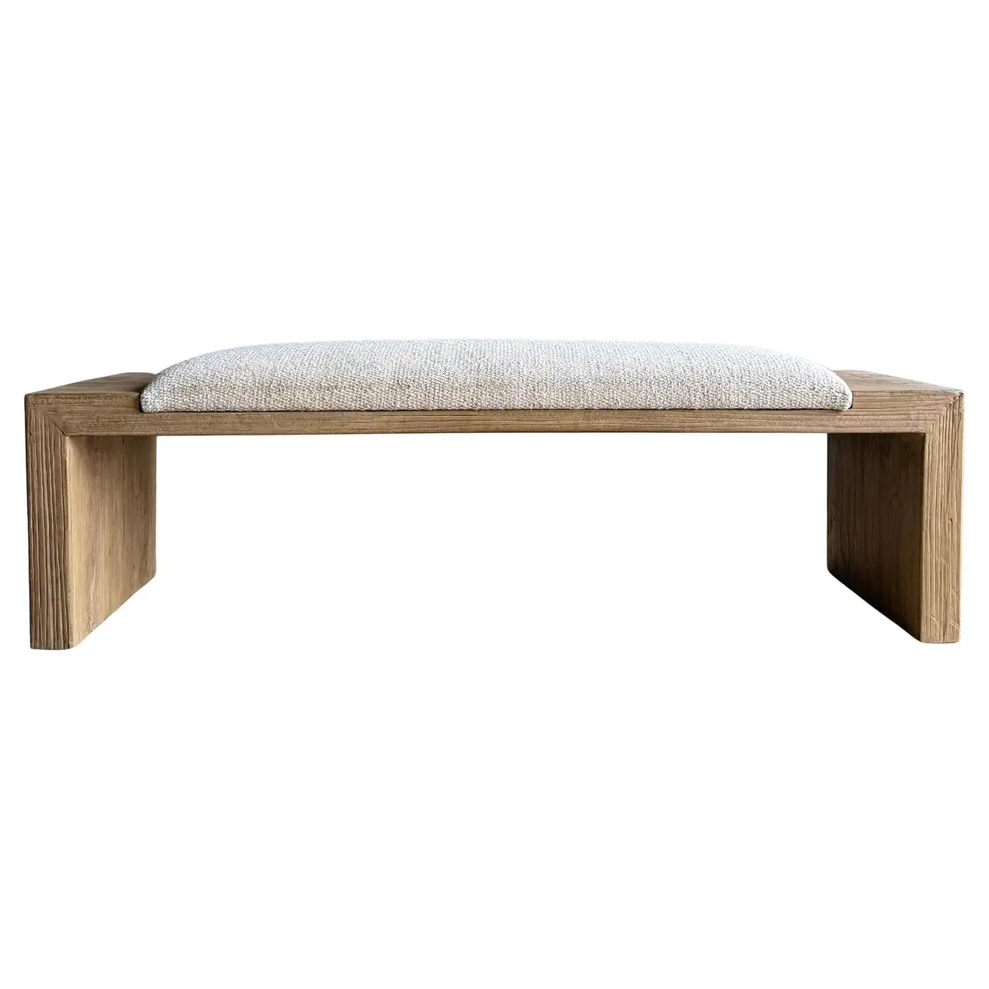 Casi Reclaimed Elm Bench with Vintage Rug Upholstery by Bloom Home Inc | 1stDibs