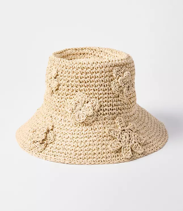 Floral Raffia Bucket Hat | LOFT