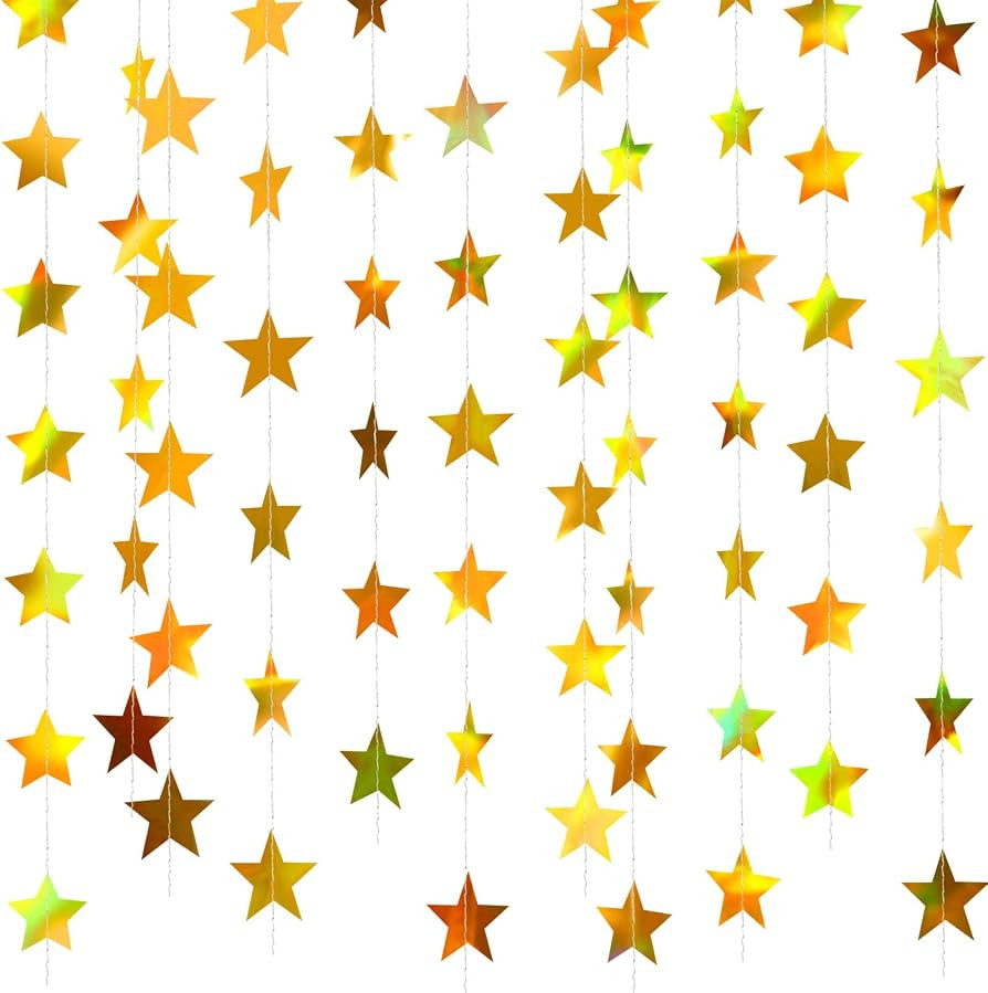 Patelai Glitter Star Garland Banner 2026 Graduation Decor 130 Feet Star Hanging Banner Twinkle Ba... | Amazon (US)
