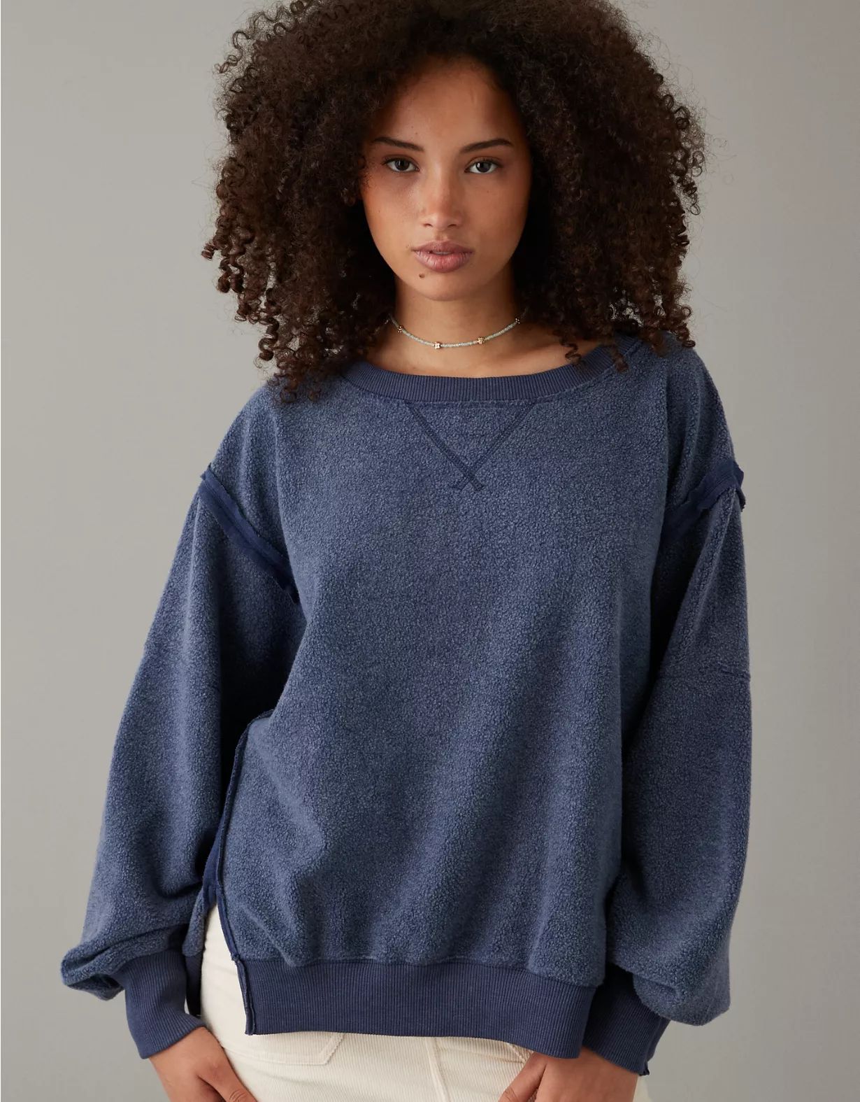 AE Oversized Big Hug Reverse Fleece Sweatshirt | American Eagle Outfitters (US & CA)