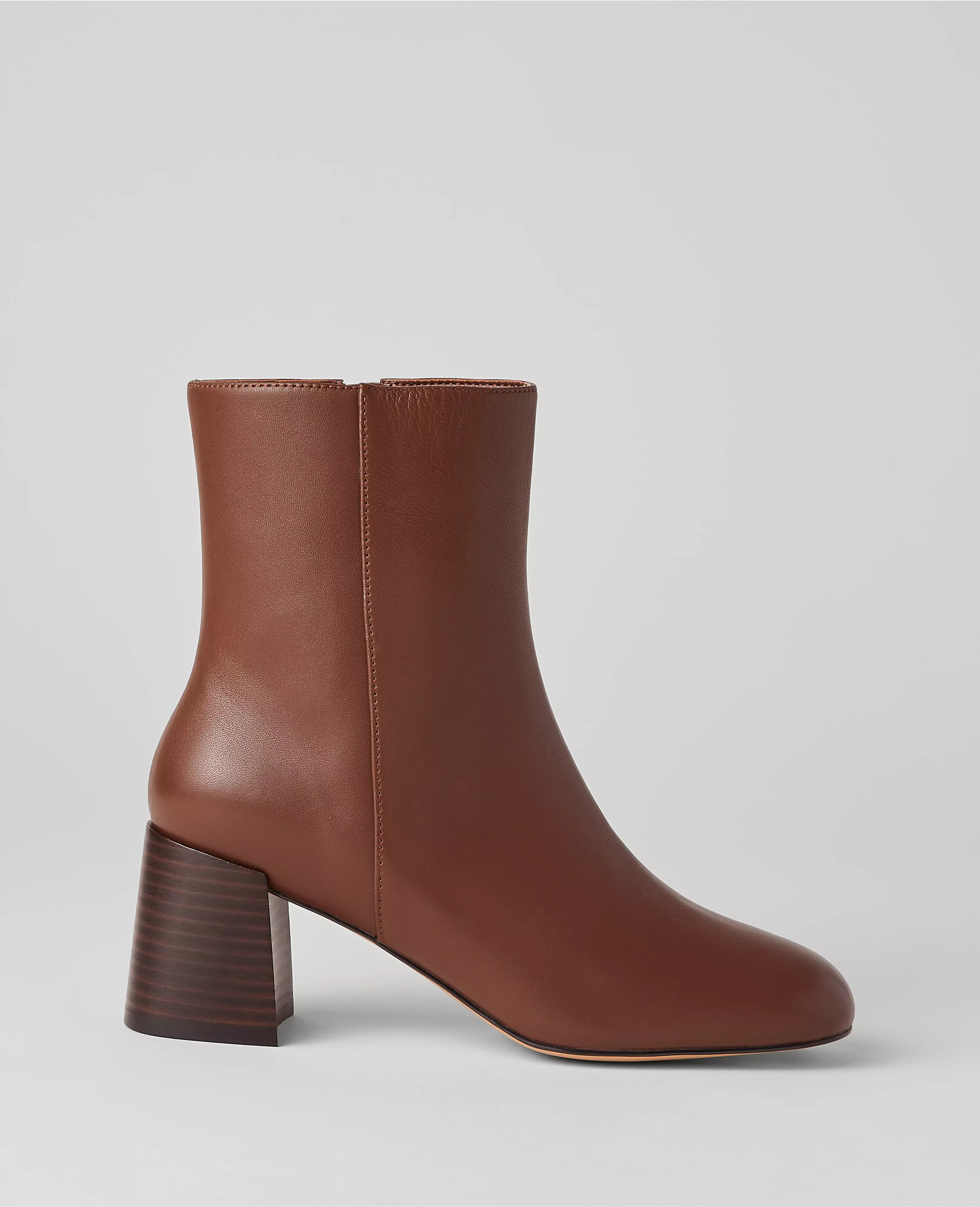 Flare Heel Leather Bootie | Ann Taylor (US)