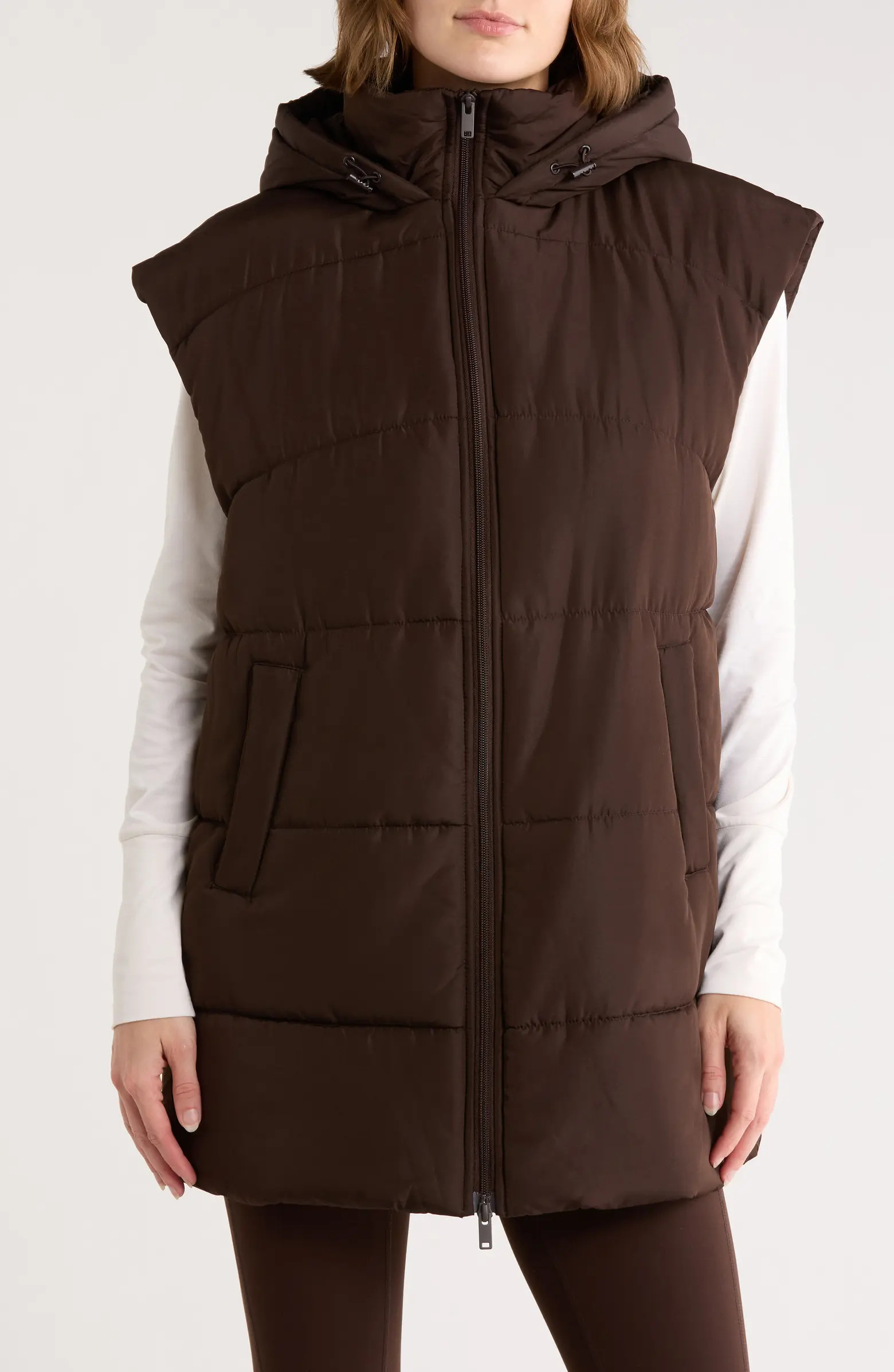 Z by Zella Hooded Long Quilted Vest | Nordstromrack | Nordstrom Rack