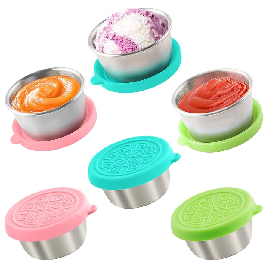 6x1.6 Oz Salad Dressing Containers With Lids, Small Leakproof Reusable Stainless Steel Salad Dres... | Amazon (US)