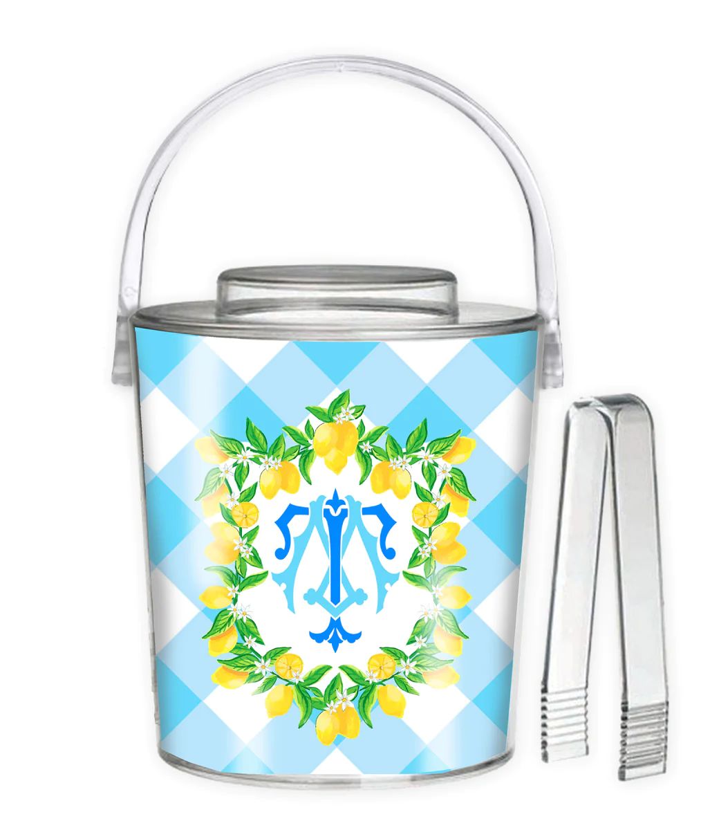 Lemon Crest, Blue Skies, 3 Qt. Acrylic Ice Bucket | Taylor Beach Design