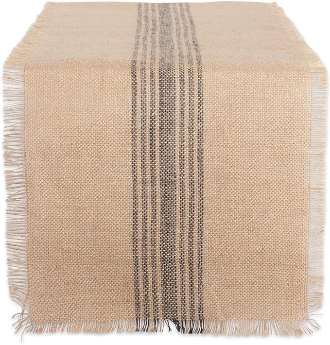 DII Jute Burlap Collection Kitchen Tabletop, Table Runner, 14x72, Middle Stripe Gray | Amazon (US)