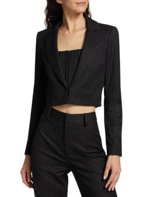 Alice + Olivia Mya Pinstripe Cropped Blazer on SALE | Saks OFF 5TH | Saks Fifth Avenue OFF 5TH