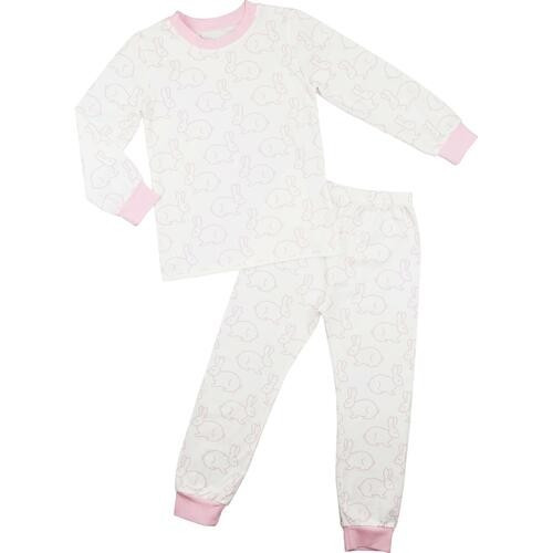 Pink And White Knit Bunny Pajamas - Shipping Mid-March | Cecil and Lou