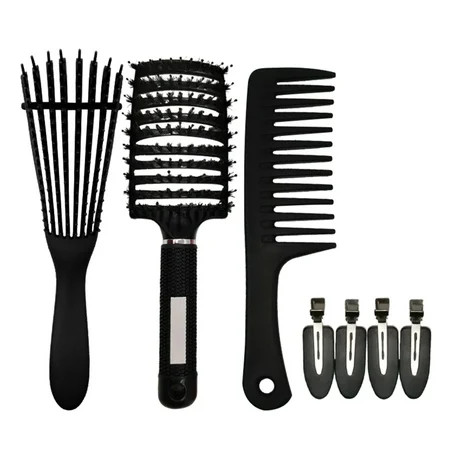 AOOOWER Anti-Static Comb with 4pcs Hair Clips Set Detangling Hair Brush Scalp Massage Wide Tooth Tail Combs Hairdressing Styling Tools for Salon Home Use | Walmart (US)