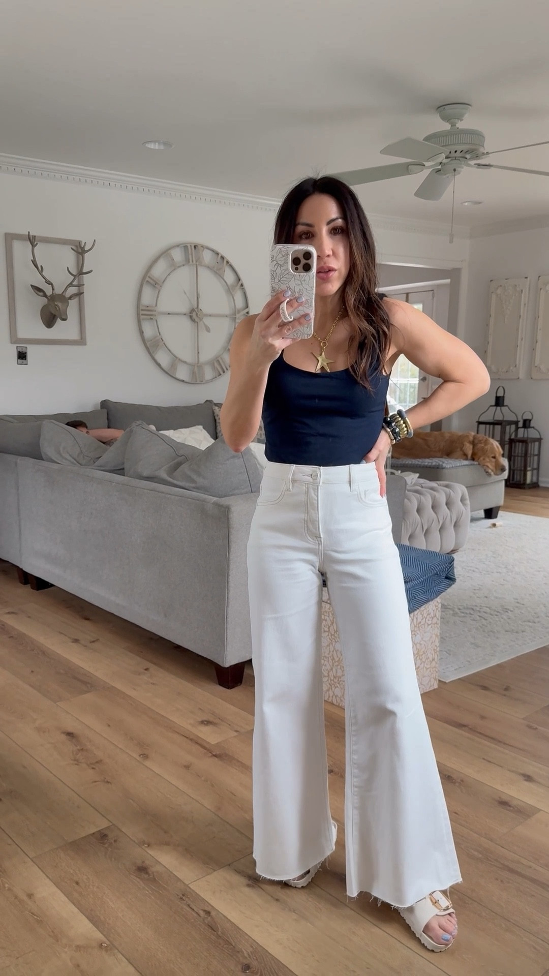20% at Social Threads through 3/8 with code FF20. Wearing 25 white wide leg jeans. Small cardigan. Small petite tank top. Sandals TTS.



#LTKOver40 #LTKSaleAlert #LTKPetite