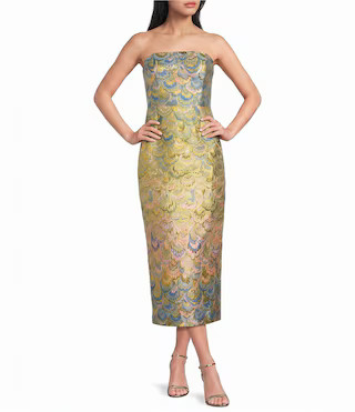 Mestiza New York Sabrina Jacquard Metallic Colorful Brocade Pattern Convertible Midi Dress -  6 | Dillard's