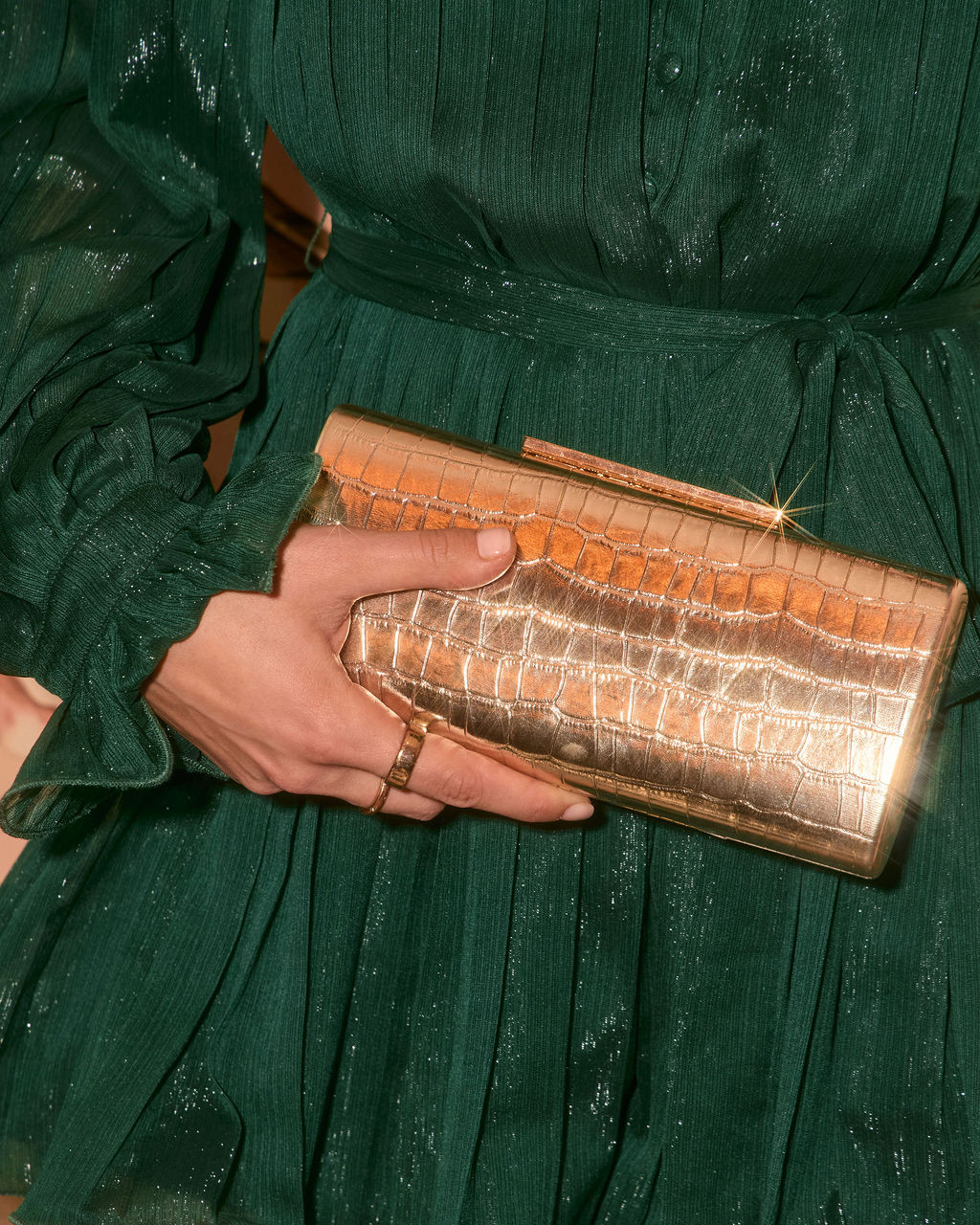 Starlet Hour Metallic Embossed Hard Case Clutch | VICI