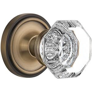 Nostalgic Warehouse Classic Rosette with Waldorf Crystal Door Knob, Privacy - 2.375", Antique Brass  | Amazon (US)