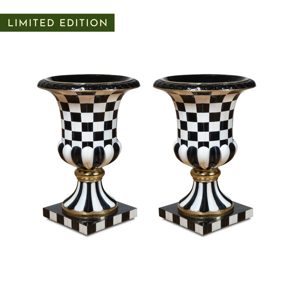 Courtly Check Pedestal Urn, Set of 2 | MacKenzie-Childs