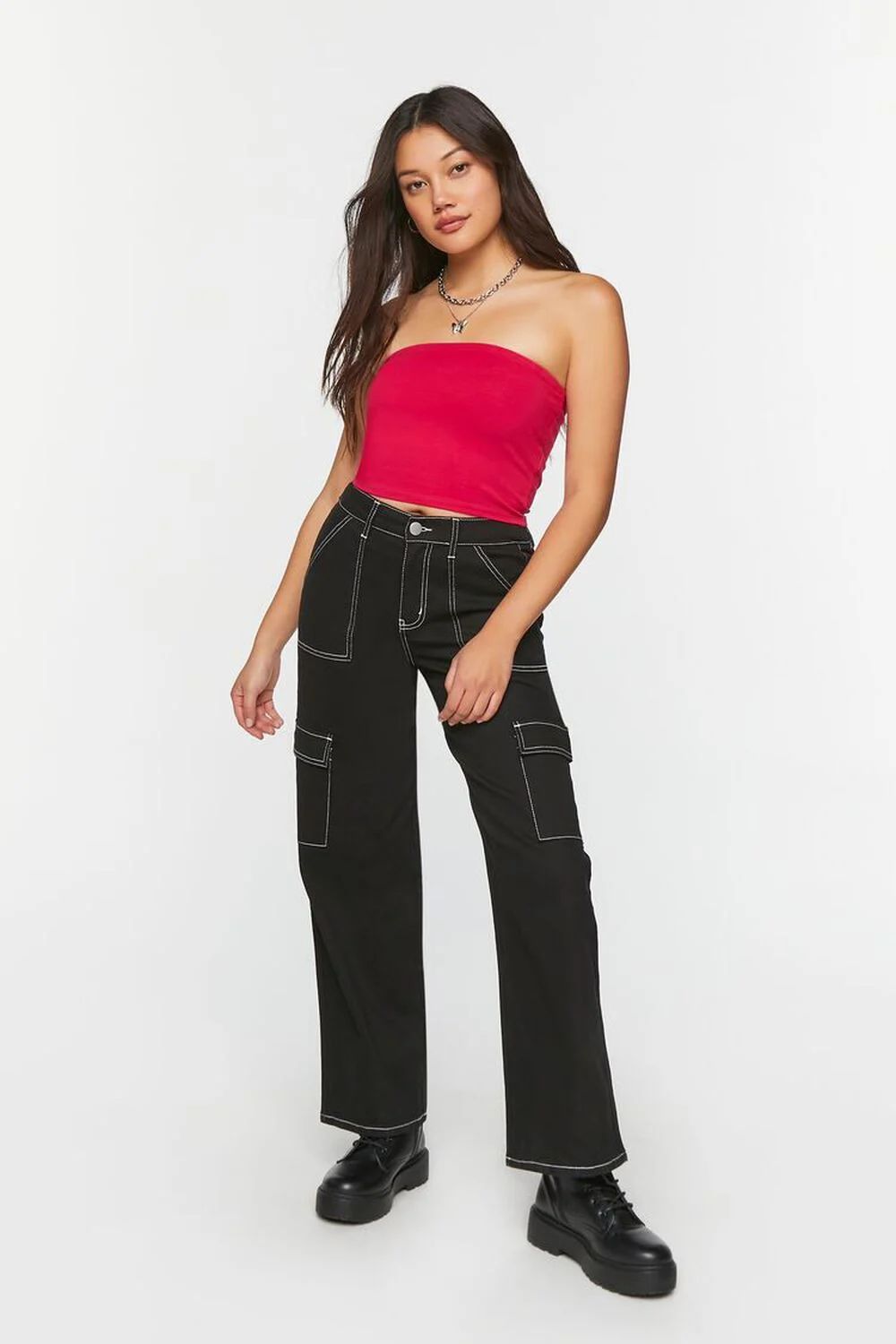 Twill Contrast-Trim Cargo Pants | Forever 21 (US)