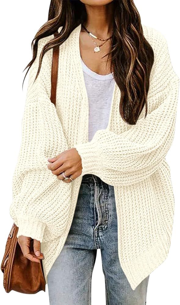 Margrine Women's Long Sleeve Open Front Chunky Knit Cardigan Loose Cardigans Sweater | Amazon (US)
