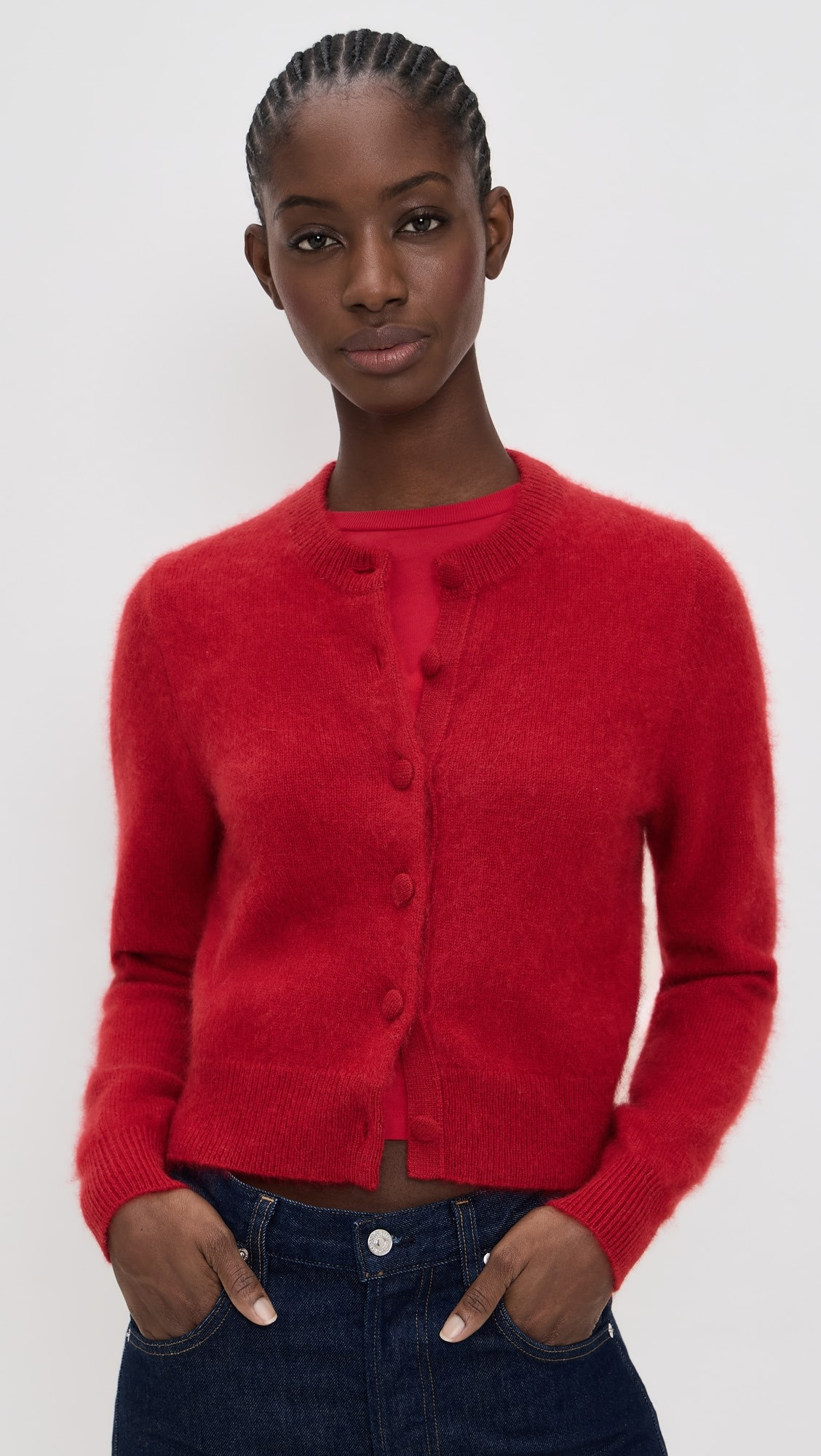 Brushed Cashmere Crewneck Cardigan | Shopbop