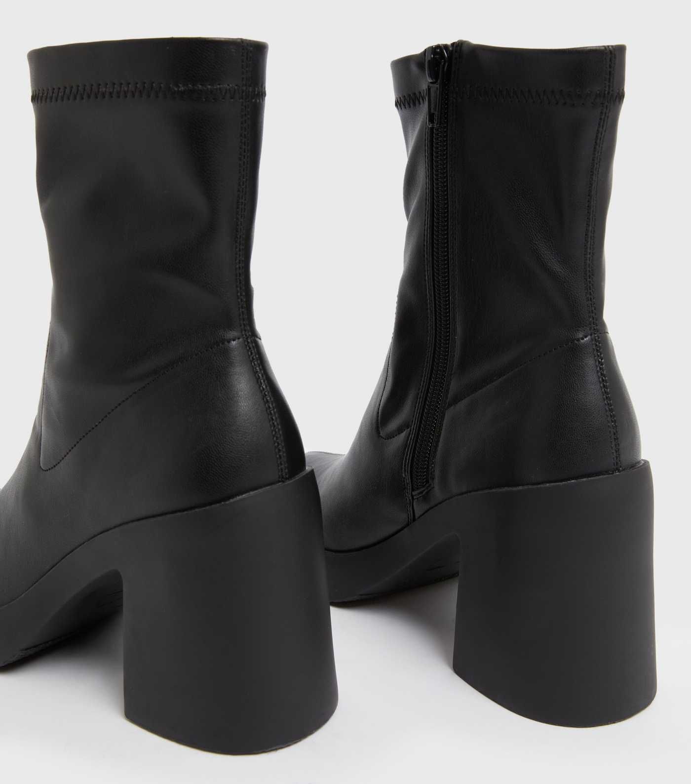 Black Leather-Look Chunky Block Heel Sock Boots
						
						Add to Saved Items
						Remove from... | New Look (UK)