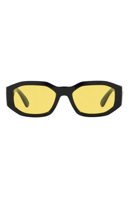 Versace Biggie 53mm Round Sunglasses in Black Yellow at Nordstrom | Nordstrom
