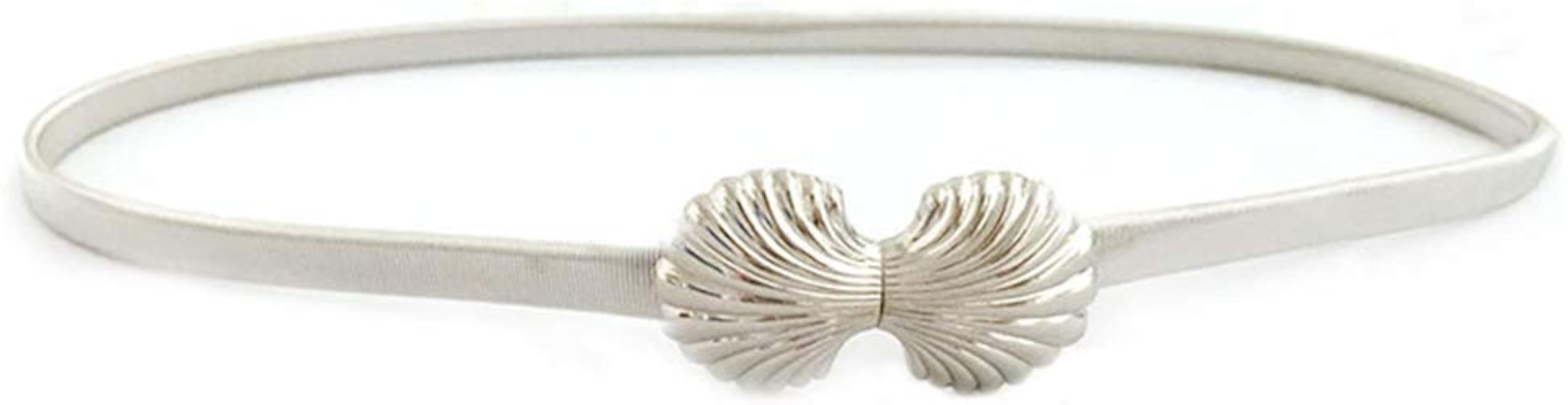 Booluee Metallic Skinny Waist Band Elastic Waist Belt Metal Dress Belt Waist Chain Belt Cinch Bel... | Amazon (US)