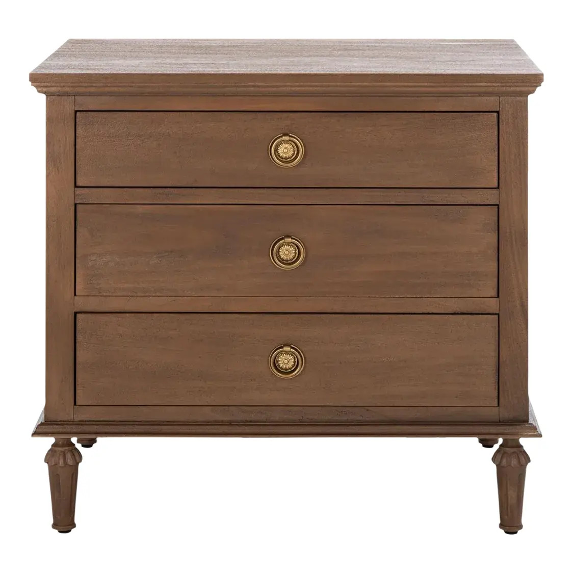 Lisabet 3 Drawer Wood Nightstand - Brown | Chairish
