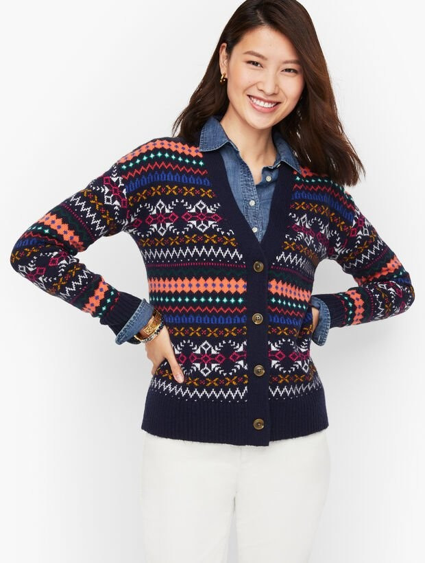 V-Neck Cardigan - Fair Isle Delight | Talbots