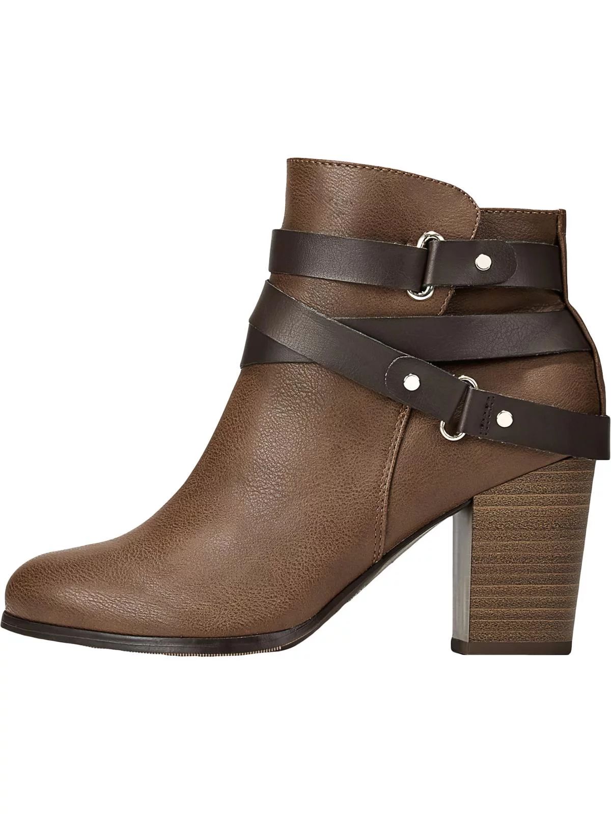 Material Girl Womens Melany Strappy Solid Ankle Boots Brown 10 Medium (B,M) - Walmart.com | Walmart (US)