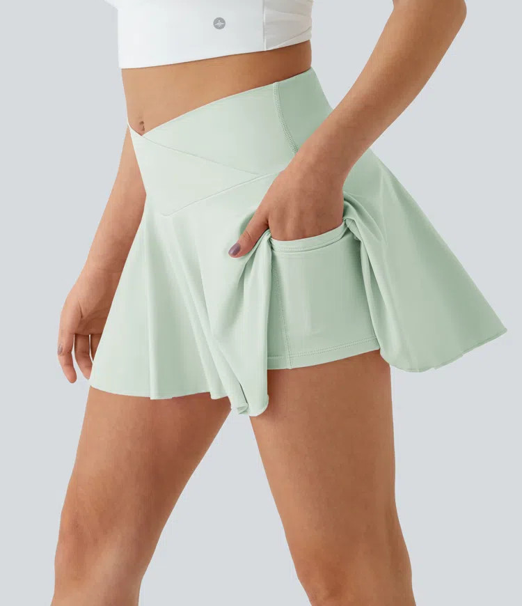 Women’s Softlyzero™ Airy Comfy High Waisted Crossover 2-in-1 Side Pocket Flare Cool Touch Ten... | HALARA