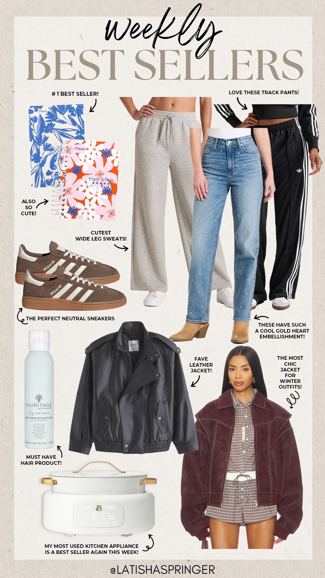 Last week’s best sellers!

#bestsellers

Best sellers. Walmart finds. Walmart home. Walmart beautiful small appliance. Abercrombie leather jacket. Trendy leather moto jacket. Revolve new arrivals. Revolve chic winter jacket. Neutral brown adidas. Target fashion. Target heart embellished jeans. Adidas track pants. Trending winter style. Walmart beauty. Must have hair product. Target activewear. Target wide leg sweats  

#LTKActive #LTKSeasonal #LTKFindsUnder50