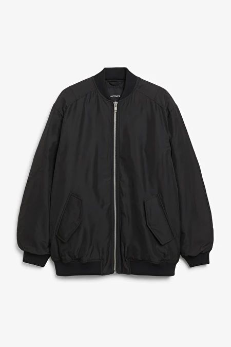 Black oversized bomber jacket | Monki