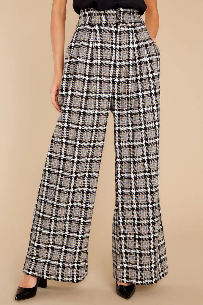 Stating The Obvious Black Plaid Pants | Red Dress 