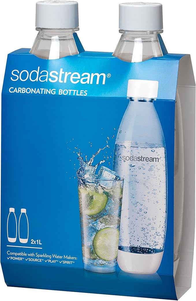 SodaStream White 1L Slim Carbonating Bottles Twin Pack, Pack of 2 | Amazon (US)